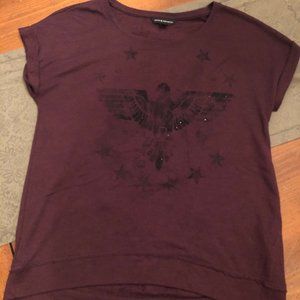 Rock & Republic Purple Glitter Graphic Top - M